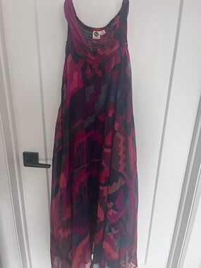 ROXY Multicolor strapless dress — Pink, Coral & Navy